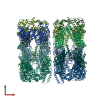 PDB entry 2eu1 coloured by chain, front view.