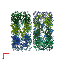 PDB entry 2eu1 coloured by chain, top view.