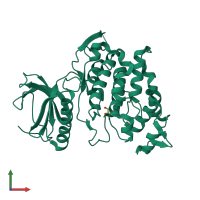 PDB entry 2eu9 coloured by chain, front view.