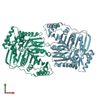 PDB entry 2eua coloured by chain, front view.
