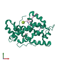 PDB entry 2euk coloured by chain, front view.