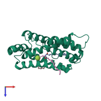 PDB entry 2euk coloured by chain, top view.