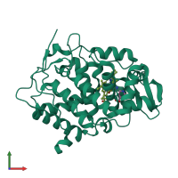 PDB entry 2eur coloured by chain, front view.