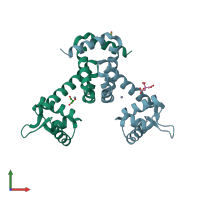 PDB entry 2ev6 coloured by chain, front view.