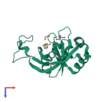 PDB entry 2eve coloured by chain, top view.