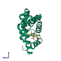 PDB entry 2evk coloured by chain, side view.