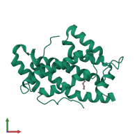 PDB entry 2evt coloured by chain, front view.