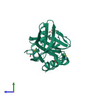 PDB entry 2ew0 coloured by chain, side view.