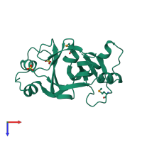 PDB entry 2ew0 coloured by chain, top view.