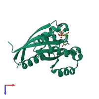 PDB entry 2ew1 coloured by chain, top view.