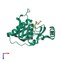 PDB entry 2ew5 coloured by chain, top view.