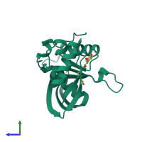 PDB entry 2ew6 coloured by chain, side view.
