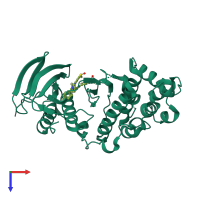 PDB entry 2ewa coloured by chain, top view.