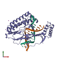 PDB entry 2ewj coloured by chain, front view.