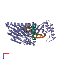 PDB entry 2ewj coloured by chain, top view.