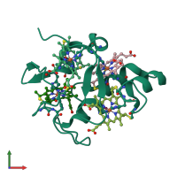 PDB entry 2ewk coloured by chain, front view.