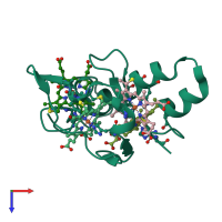 PDB entry 2ewk coloured by chain, top view.