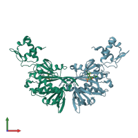PDB entry 2ewn coloured by chain, front view.