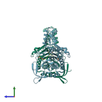 PDB entry 2ewn coloured by chain, side view.