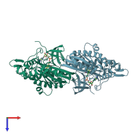 PDB entry 2ewn coloured by chain, top view.