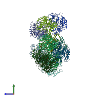 PDB entry 2ewo coloured by chain, side view.