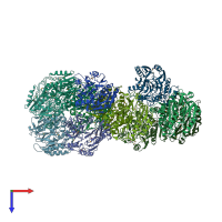 PDB entry 2ewo coloured by chain, top view.