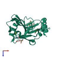 PDB entry 2ewr coloured by chain, top view.