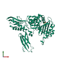 PDB entry 2ex2 coloured by chain, front view.