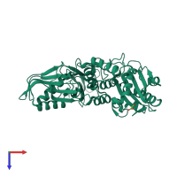 PDB entry 2ex2 coloured by chain, top view.