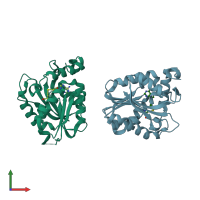 PDB entry 2ex4 coloured by chain, front view.