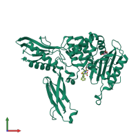 PDB entry 2ex6 coloured by chain, front view.