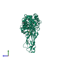 PDB entry 2ex6 coloured by chain, side view.