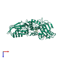 PDB entry 2ex6 coloured by chain, top view.