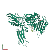 PDB entry 2ex9 coloured by chain, front view.