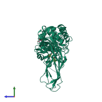 PDB entry 2ex9 coloured by chain, side view.