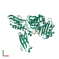 PDB entry 2exb coloured by chain, front view.