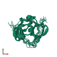PDB entry 2exn coloured by chain, ensemble of 10 models, front view.