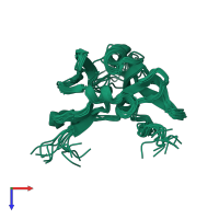 PDB entry 2exn coloured by chain, ensemble of 10 models, top view.
