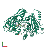 PDB entry 2exr coloured by chain, front view.