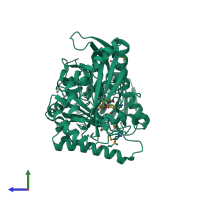 PDB entry 2exr coloured by chain, side view.