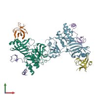 PDB entry 2ey4 coloured by chain, front view.