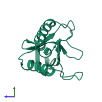 PDB entry 2ey5 coloured by chain, side view.