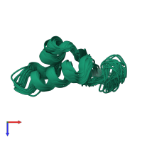 PDB entry 2eyb coloured by chain, ensemble of 20 models, top view.