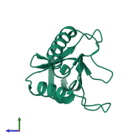 PDB entry 2eyh coloured by chain, side view.