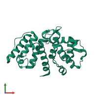 PDB entry 2eyn coloured by chain, front view.