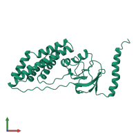 PDB entry 2eza coloured by chain, front view.