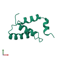 PDB entry 2ezh coloured by chain, front view.