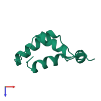 PDB entry 2ezh coloured by chain, top view.