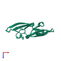 PDB entry 2ezn coloured by chain, ensemble of 40 models, top view.