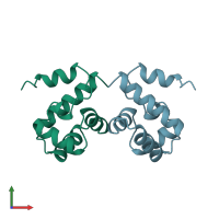 PDB entry 2ezx coloured by chain, front view.